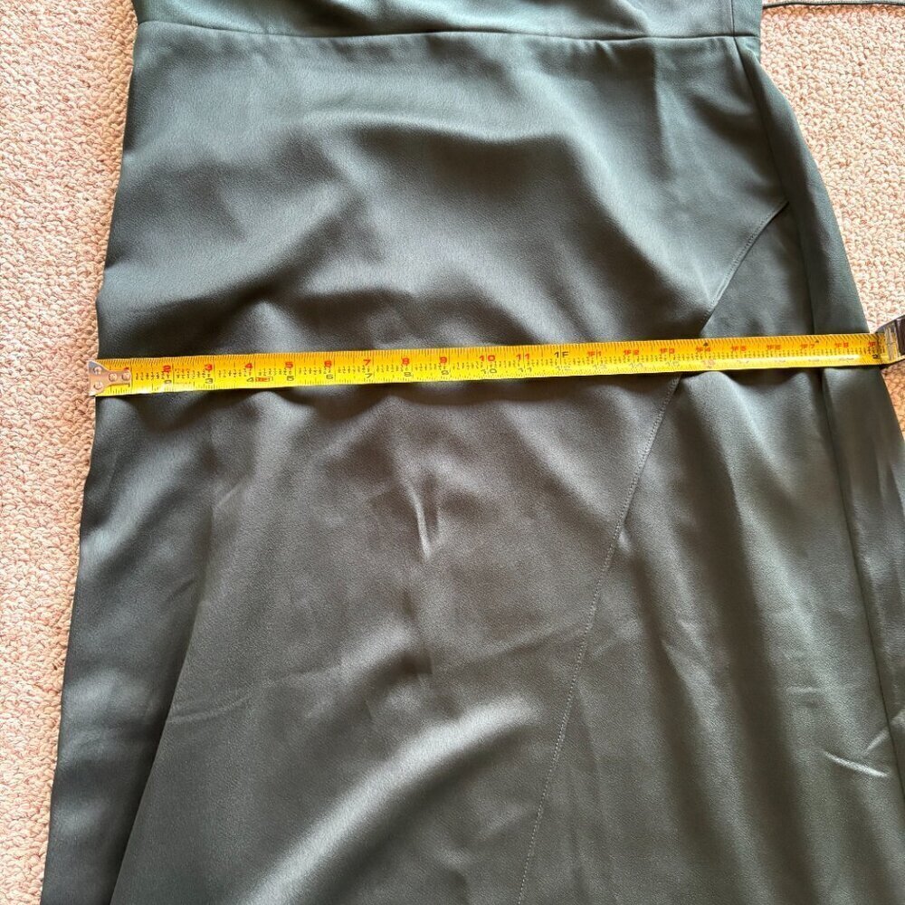 BHLDN Forest Green Satin Maxi Slip Dress 16 High Slit Formal Bridesmaid - Picture 9 of 12